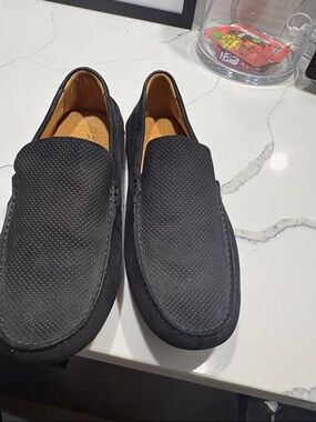 Massimo Matteo Black Perforated Suede Slip-On Loafers. Like new! 9.